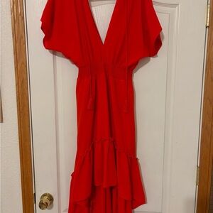 Flying Tomato Vibrant Red High Low Dress